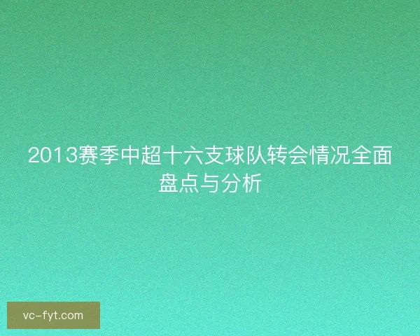 2013赛季中超十六支球队转会情况全面盘点与分析 2013赛季中超十六支球队转会情况全面盘点与分析