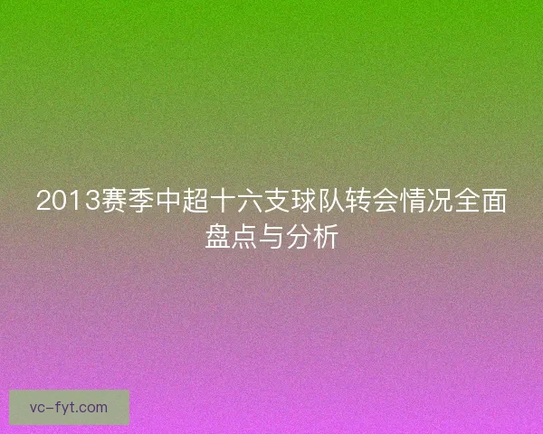 2013赛季中超十六支球队转会情况全面盘点与分析 2013赛季中超十六支球队转会情况全面盘点与分析