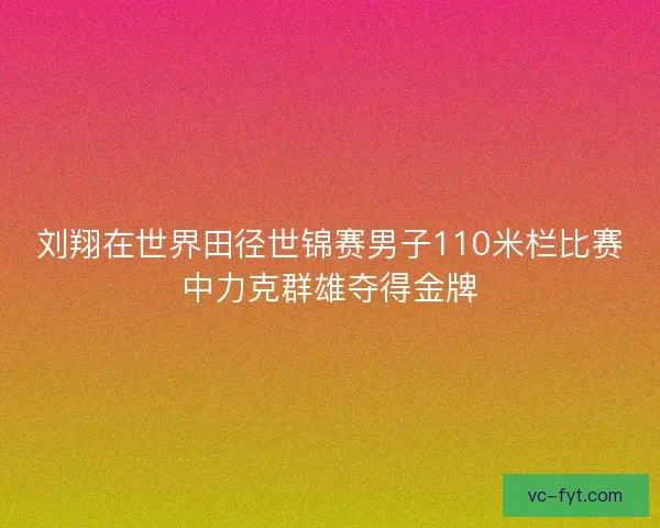 刘翔在世界田径世锦赛男子110米栏比赛中力克群雄夺得金牌